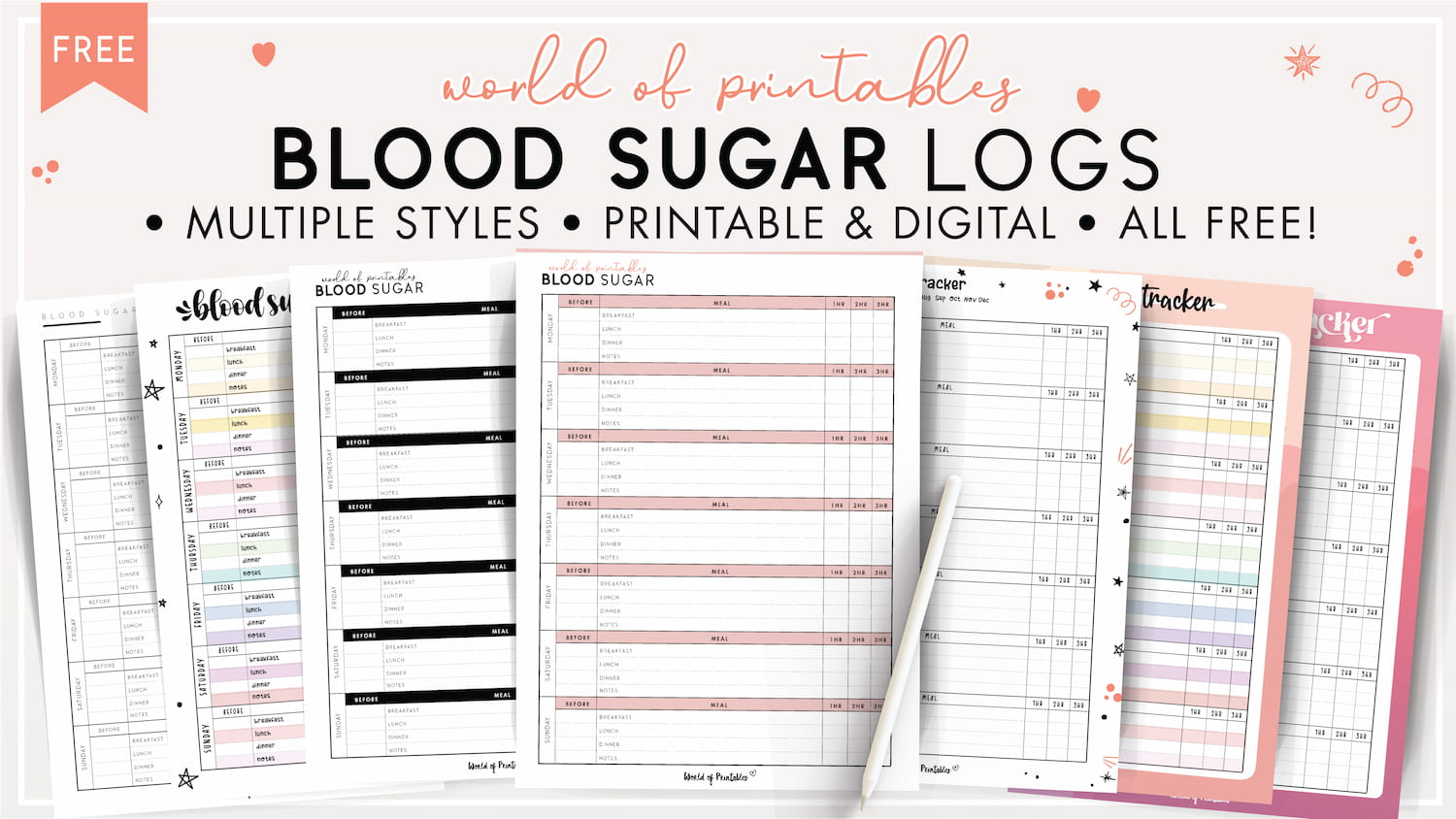 blood sugar logs - world of printables
